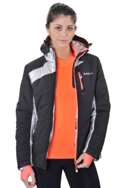 Blouson De Ski Femme ACILVER Noir/argent -Vêtements De Ski BLO ACILVER JS NOIR ARGENT OUVERT