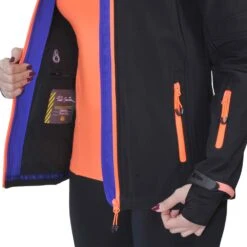 Blouson Softshell Femme AMALA Noir/corail -Vêtements De Ski BLO AMALA KS A DETAIL NOIR 1800