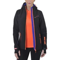 Blouson Softshell Femme AMALA Noir/corail -Vêtements De Ski BLO AMALA KS A NOIR OUVERT 1800