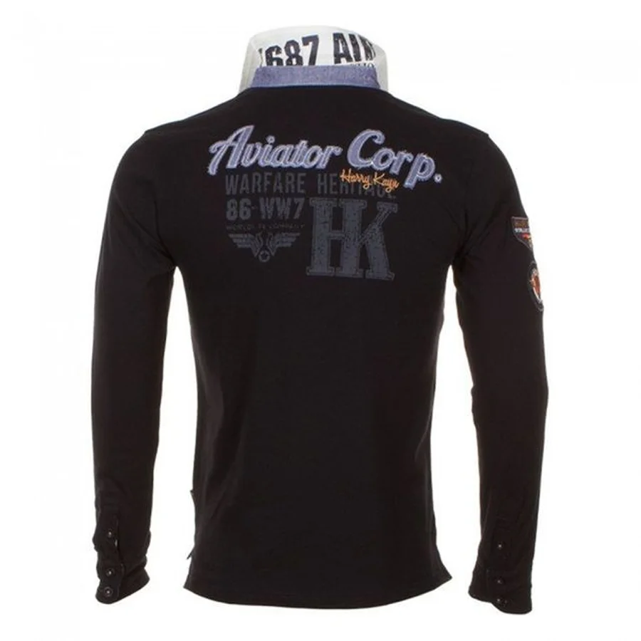 Polo Manches Longues Homme CORIDOR Noir 4 Polo Manches Longues Homme CORIDOR Noir – Image 2